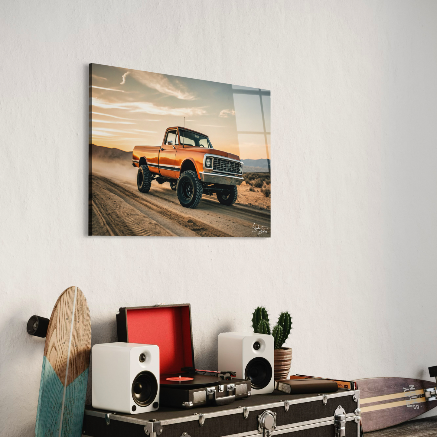 1972 K10 Cheyenne-Inspired Wall Art – Rugged Sunset Acrylic Glass Print