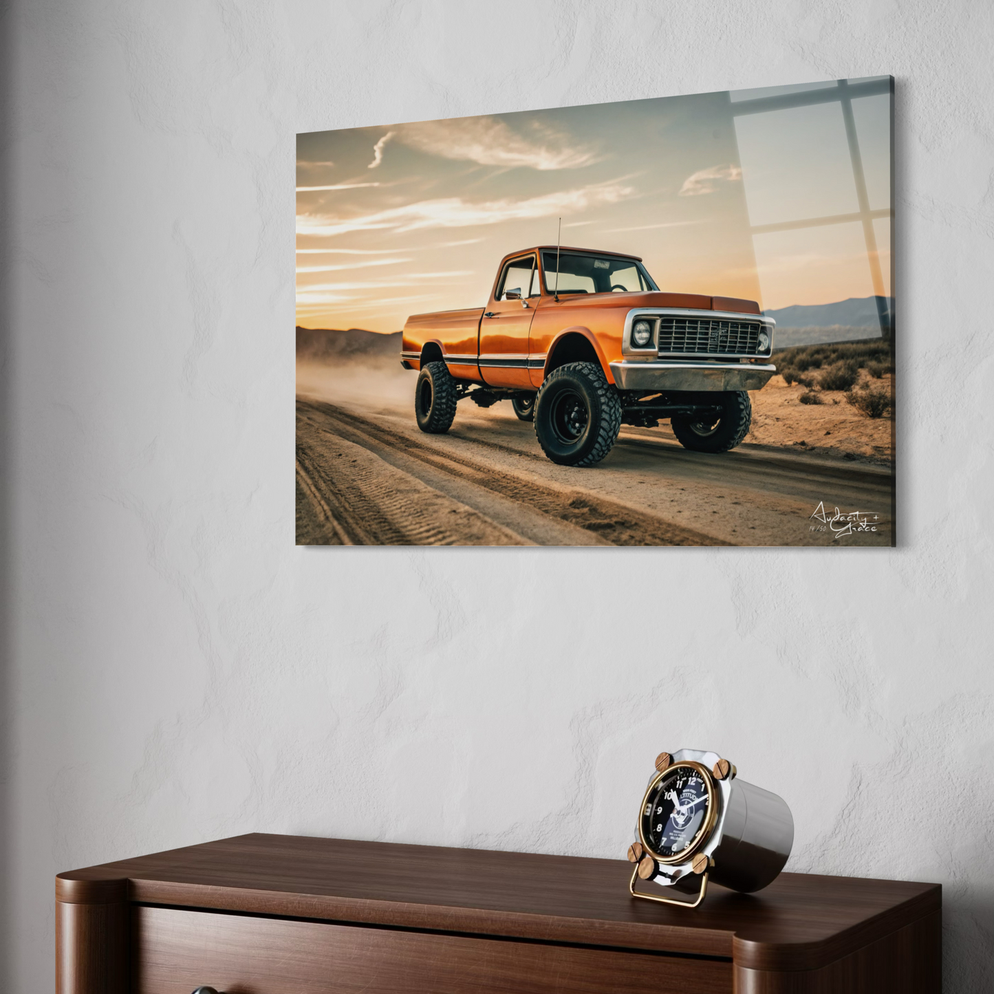 1972 K10 Cheyenne-Inspired Wall Art – Rugged Sunset Acrylic Glass Print