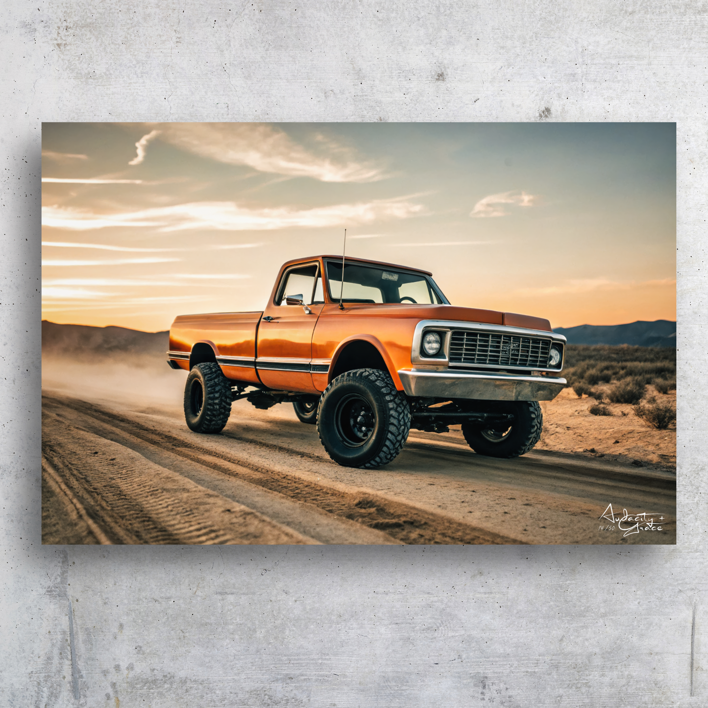 1972 K10 Cheyenne-Inspired Wall Art – Rugged Sunset Acrylic Glass Print