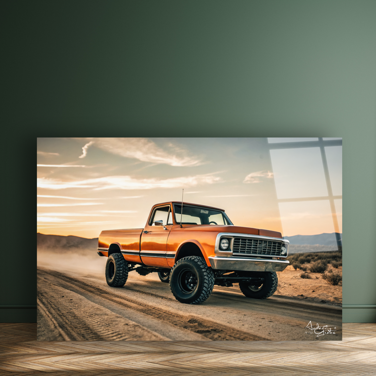 1972 K10 Cheyenne-Inspired Wall Art – Rugged Sunset Acrylic Glass Print
