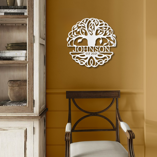 Personalized Tree of Life Metal Wall Decor with Family Name | Custom Wedding Gift