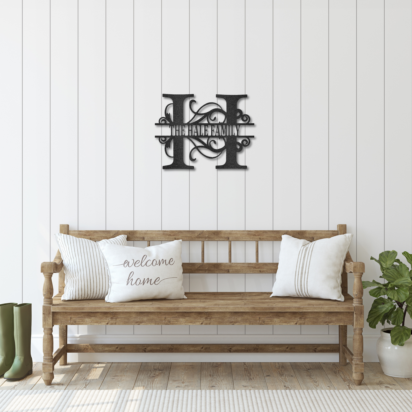 Split Letter Monogram Family Name Sign | Personalized Laser Cut Metal Wall Art