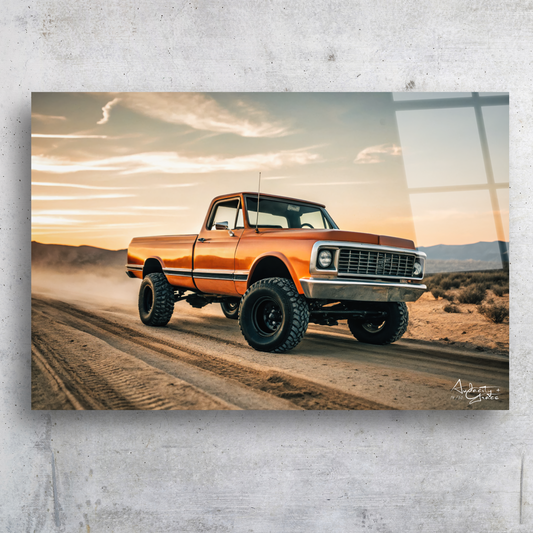 1972 K10 Cheyenne-Inspired Wall Art – Rugged Sunset Acrylic Glass Print