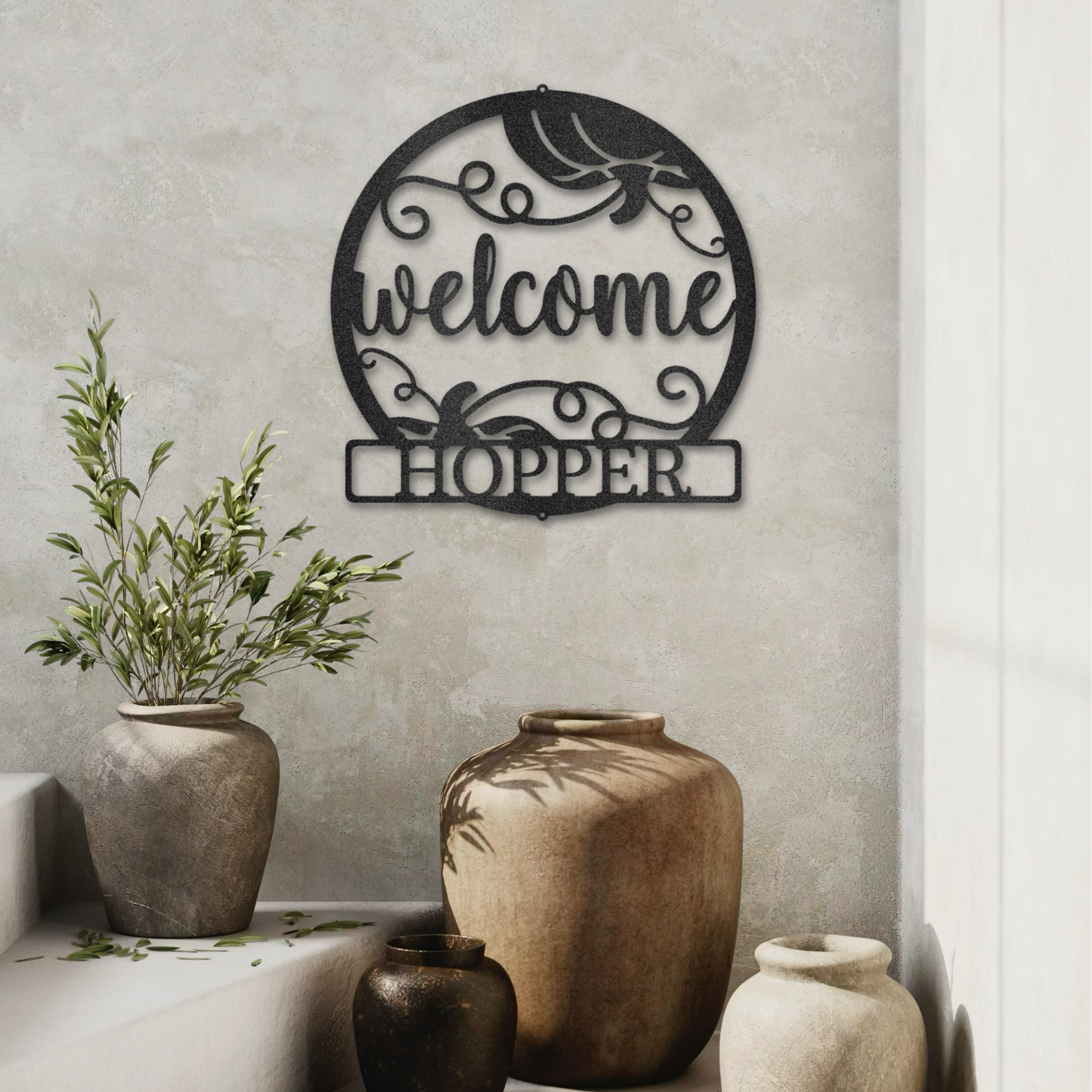 Custom Welcome Sign with Pumpkin Accents | Autumn & Fall Decor