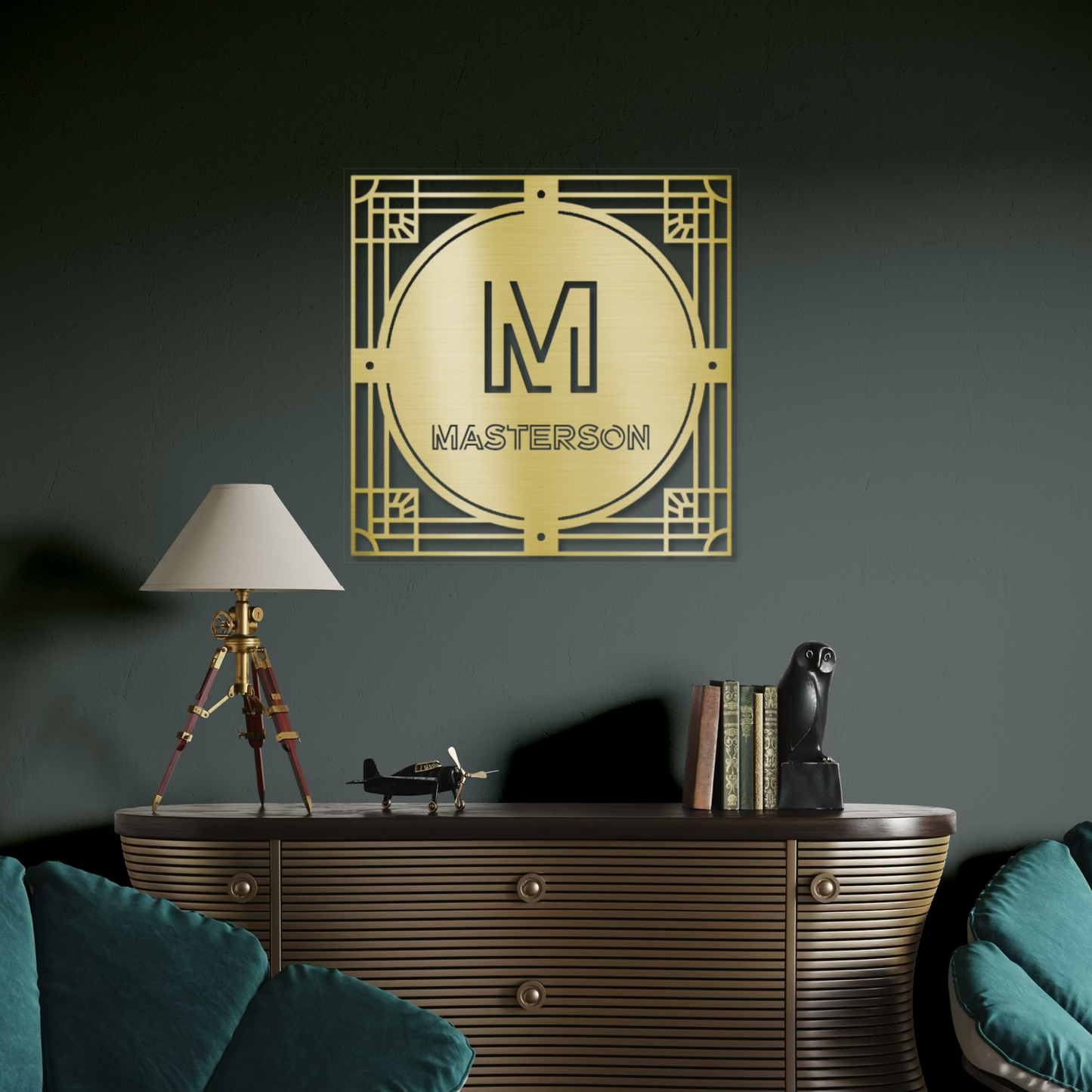 Customizable Art Deco Metal Address or Monogram Name Sign – Personalized Home Décor, Indoor/Outdoor Metal Art, Perfect for Housewarming or Gifts