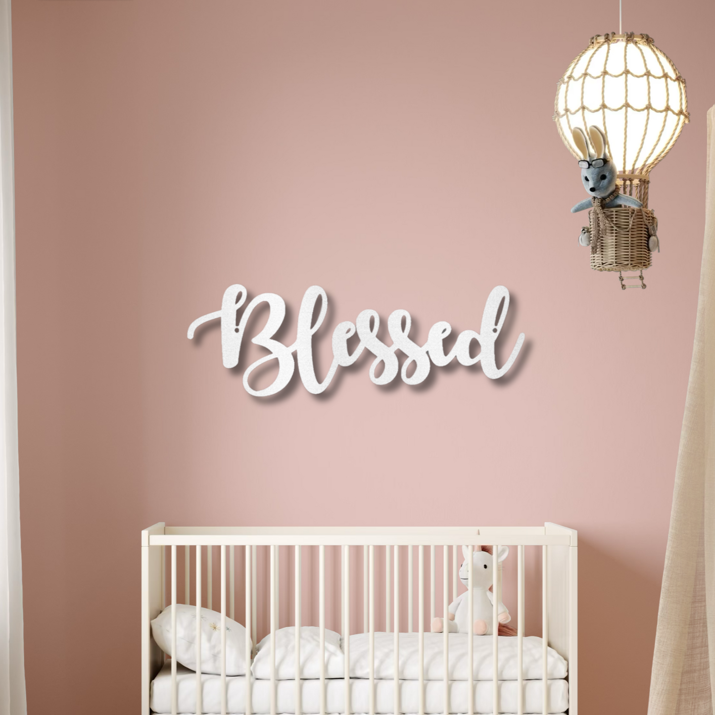 Blessed Metal Sign | Elegant Script Room Decor | Entryway Wall Art