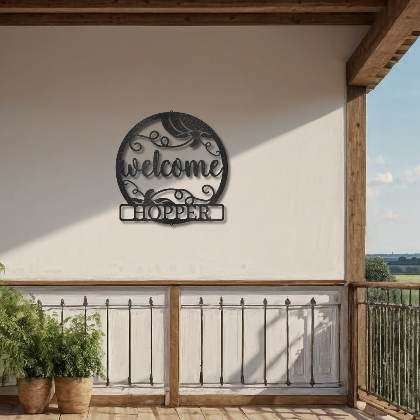 Custom Welcome Sign with Pumpkin Accents | Autumn & Fall Decor