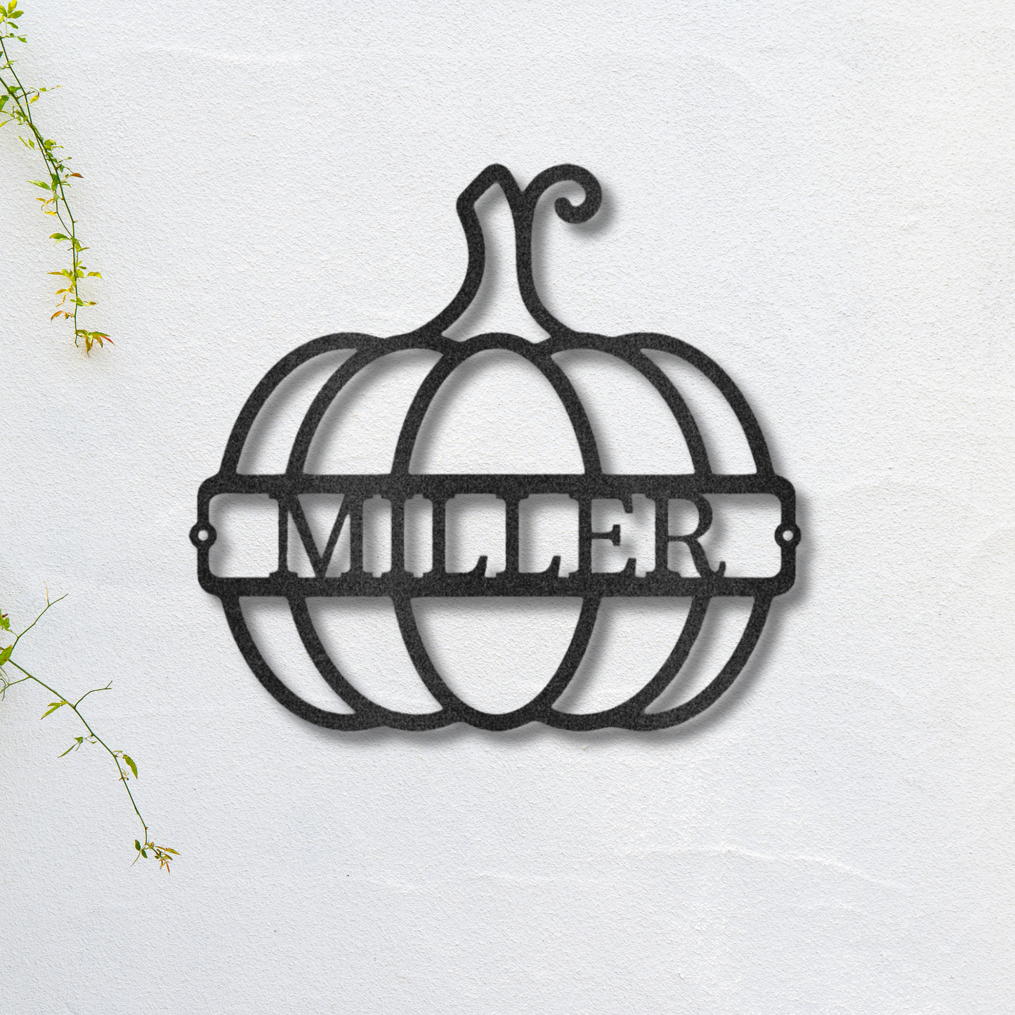 Personalized Classy Pumpkin Metal Wall Art - Autumn Decor With Custom Name