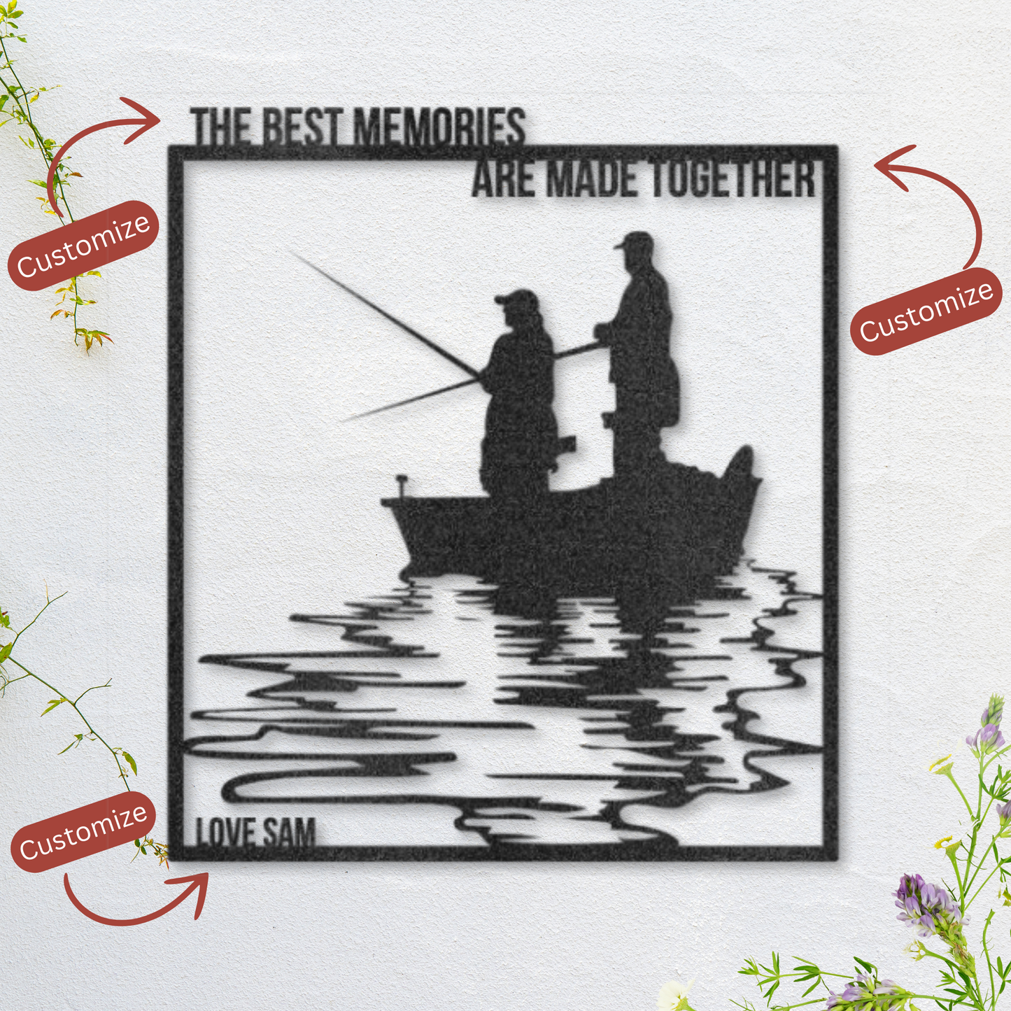 Customizable Parent-Child Fishing Metal Art – Cherish Every Memory