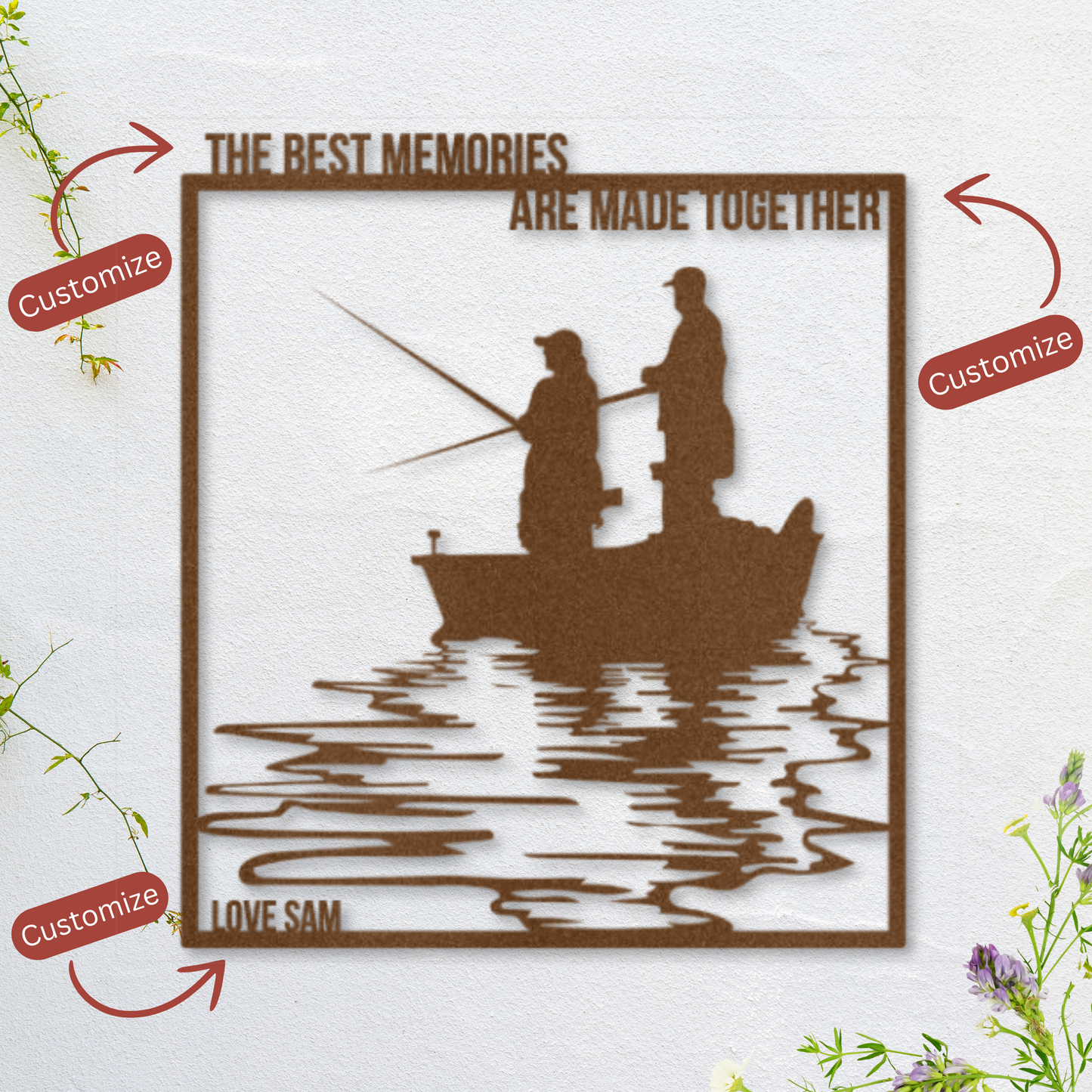 Customizable Parent-Child Fishing Metal Art – Cherish Every Memory