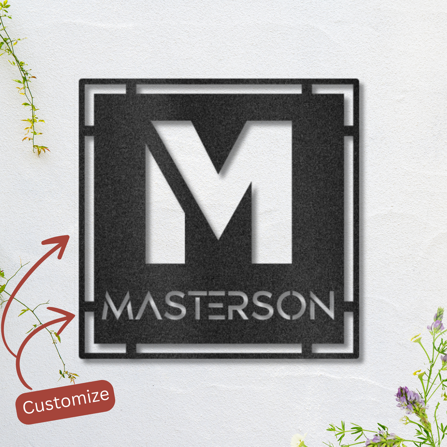 Modern Block Monogram Sign – Minimalist Design for Any Setting