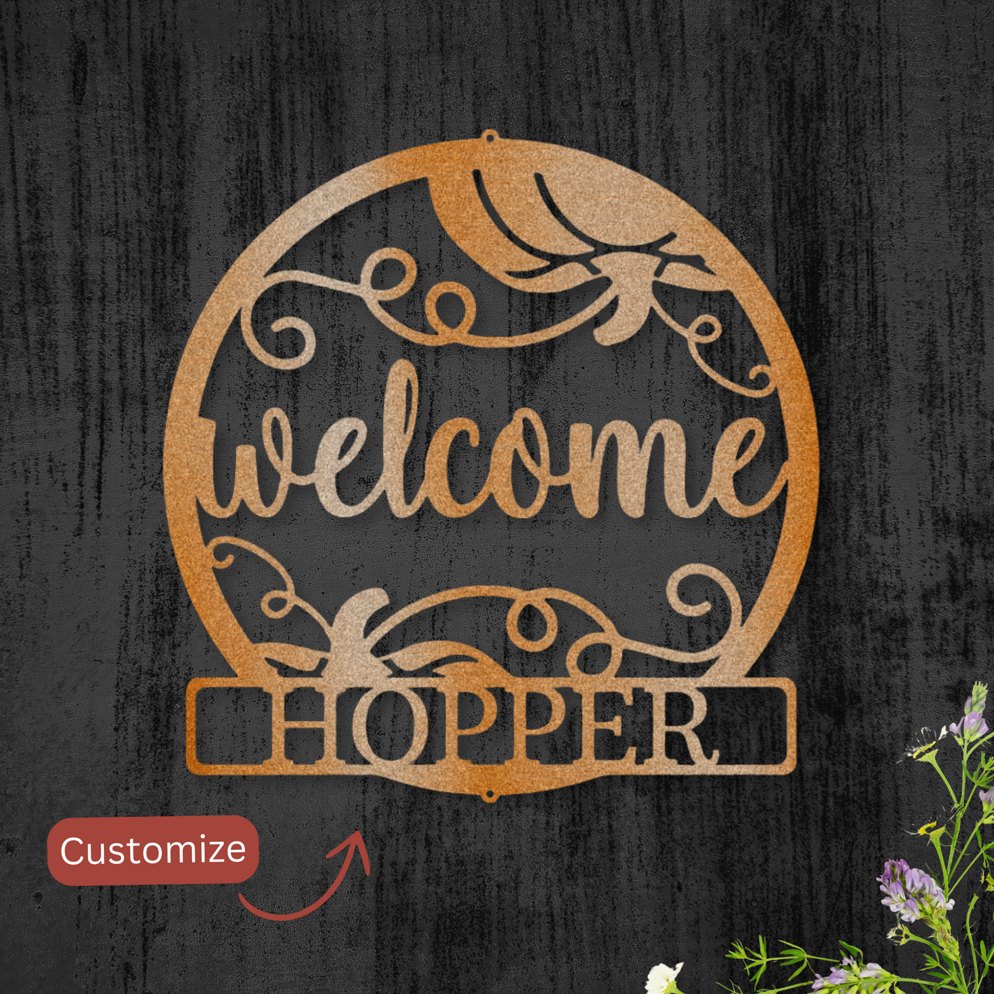 Custom Welcome Sign with Pumpkin Accents | Autumn & Fall Decor