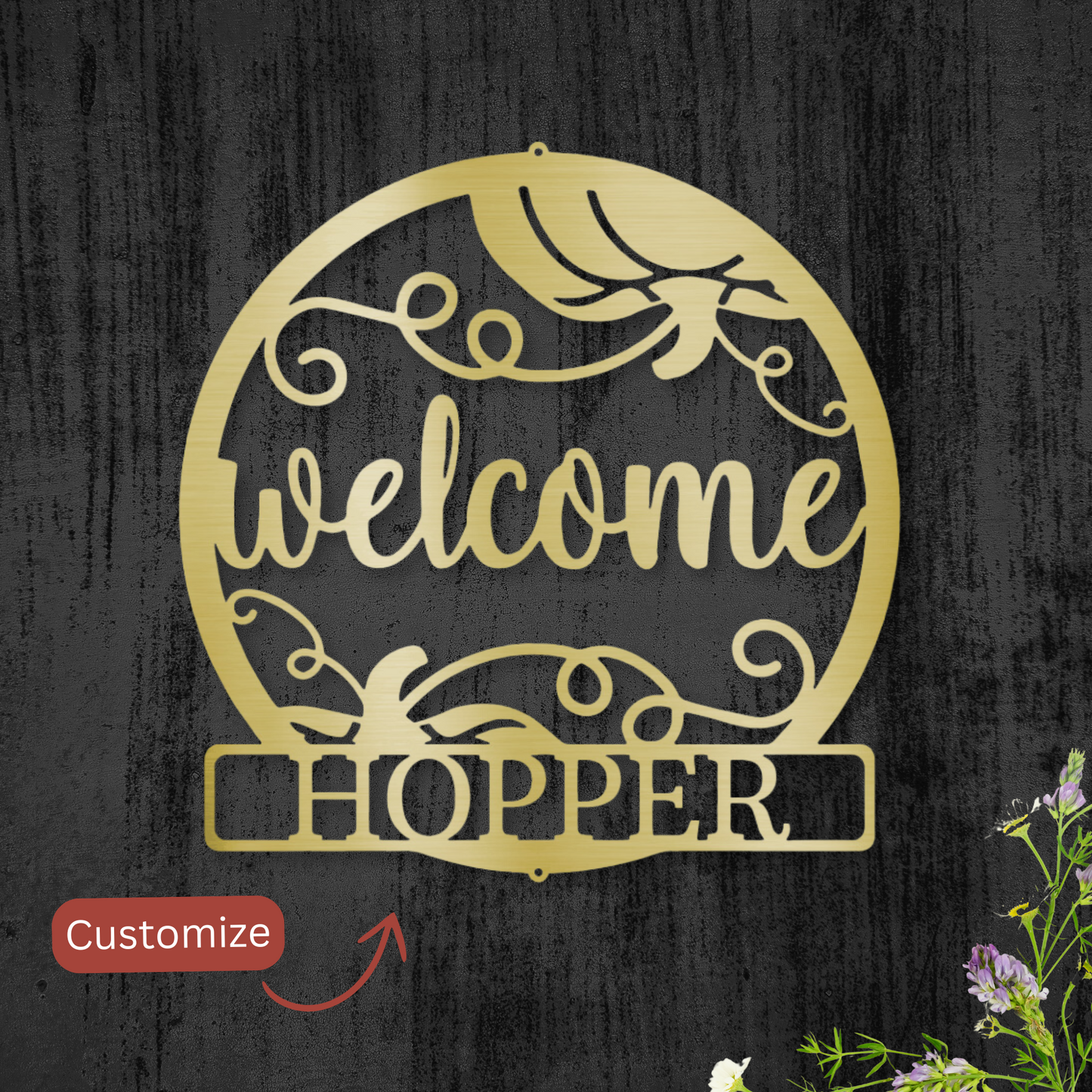 Custom Welcome Sign with Pumpkin Accents | Autumn & Fall Decor