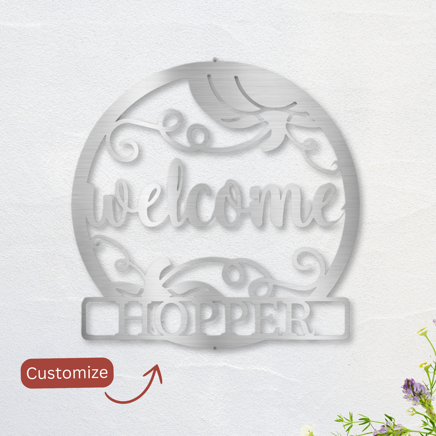 Custom Welcome Sign with Pumpkin Accents | Autumn & Fall Decor